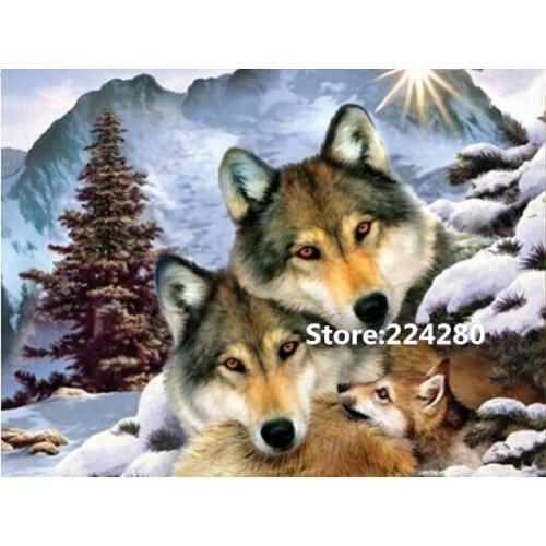 Needlework, Cross stitch,14CT Unprinted for Embroidery kits Animal Wolves in the snow Art Cross-Stitching,DIY Handmade decor