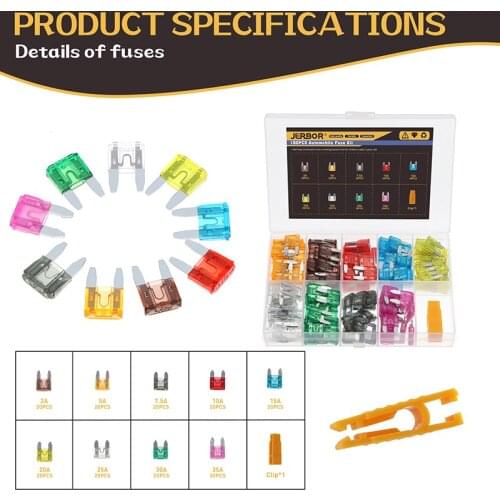 180Pcs Mini Blade Fuse Mixed Mini Car Blade Fuse Set Standard Fuse For Truck Boat Car Accessories