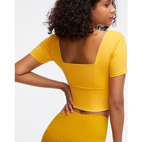 Tight Yoga Wear Short Sleeve T-shirts Gym Crop Tops Fitness Running Workout Tops For Women Sport Shirts Sports Clothing