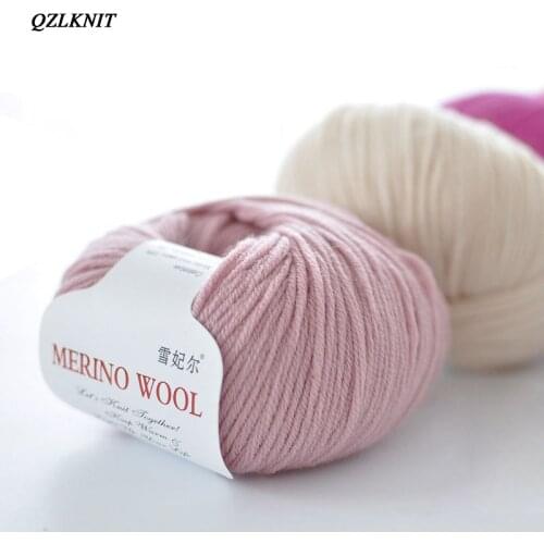 QZLKNIT 50g/ball 100%Merino wool yarn Autumn/winter Soft Medium-roving wool yarn DIY Hand knitted Crochet scarf clothes Yarn