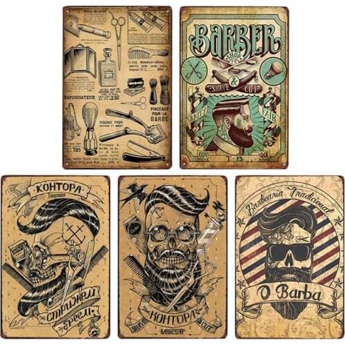 Barbershop Tin Sign Vintage Metal Poster Cafe Poster Bar Plaque Pub Decoration Retro Plates Barber Wall Decor 20x30cm