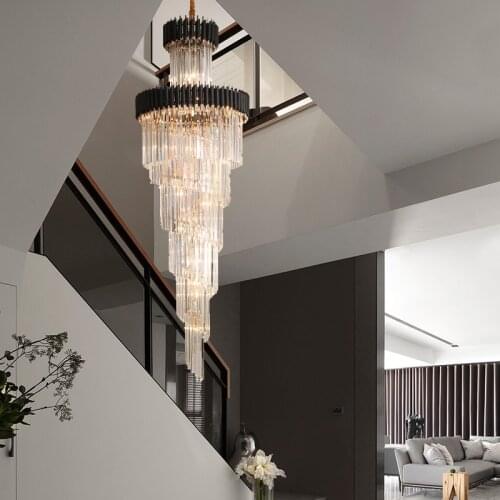 Phube Duplex Building Stair Crystal Chandelier Villa Foyer Shopping Mall Hotel Large Chandelier Bubbles Chandeliers Light