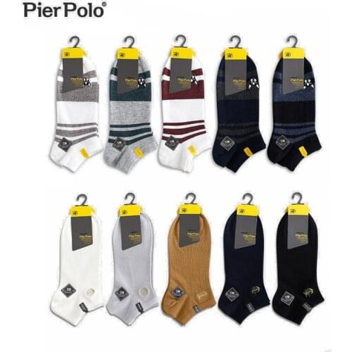 PIERPOLO Brand Socks 5Pairs/lot Men Bamboo Socks Happy Meia Fashion Embroidery Summer Ankle Socks Men calcetines