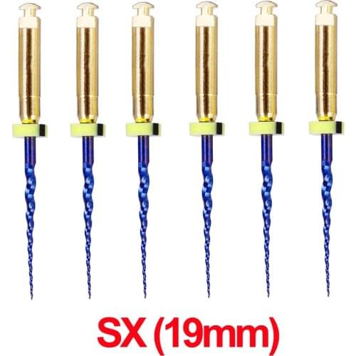 6pcs/kit Dental Heat Activated Niti Endodontic Root Canal Files for Machine Root Canal Cleaning Repair Professional SX 19MM Blue