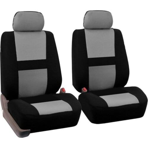2Pcs Full Set Universal Fit Auto Car Seat Covers Light Breathable Interior Split Bench Covers (Grey)