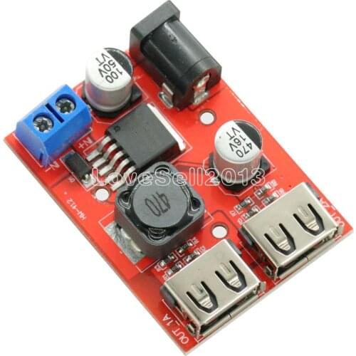 LM2596 LM2596S Dual USB DC-DC 9V 12V 24V 36V to 5V 3A Step Down Buck Converter Board Car Charger Solar Power Supply Module
