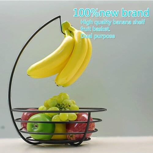 Practical Tableware Metal Fruit Basket Detachable Banana Hanger Storage Holder Hook Kitchen Tableware Metal Fruit Basket