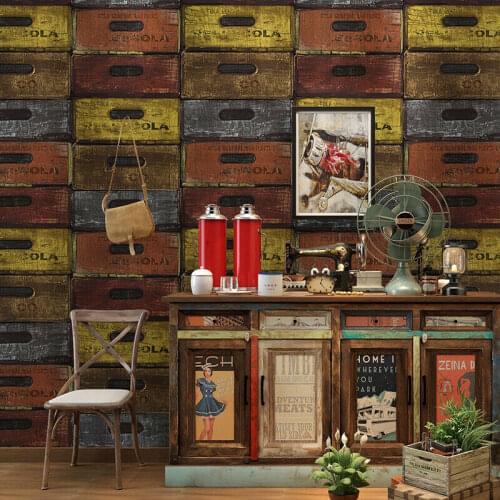 Retro PVC Wall Paper Roll Waterproof Wall Cover Industrial Commercial Decor