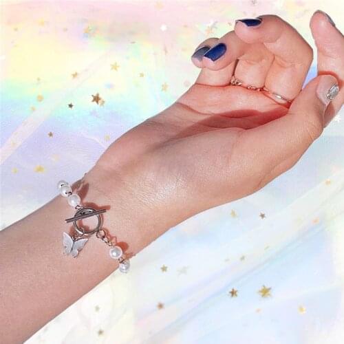 Butterfly Pearls Bracelet For Women OT Buckle Bracelets For Women Girls Fashion 2021 New Trendy Gift for Girl Party Jewelry