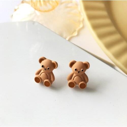 925 silver needle Cute cartoon bear beautiful small fresh small wild earrings