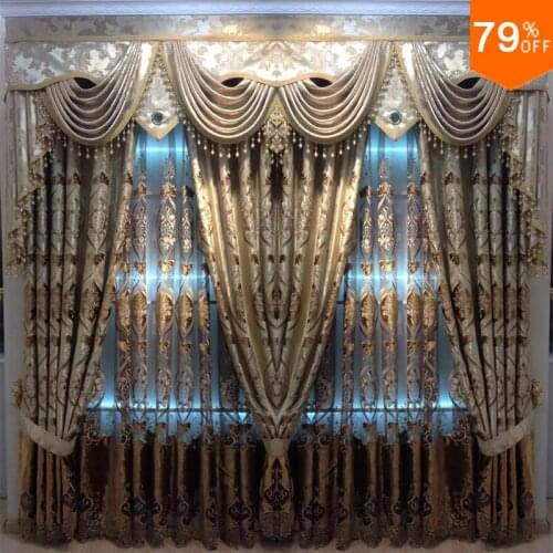 Fit Window 2.5 To 3 Meter curtains Golden Bronw Coffee Velvet Sew Ultimate curtains for living rooms The curtain For Hall