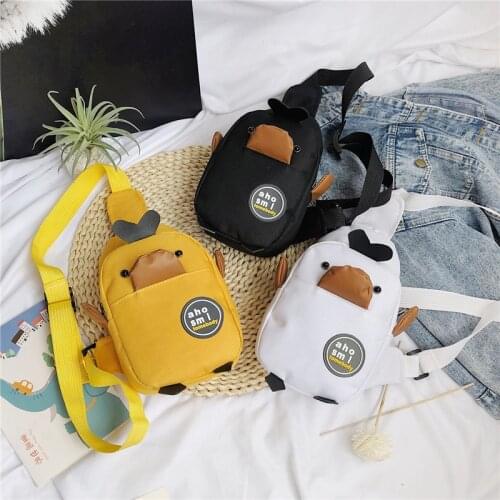 Cute Canvas Messenger Bag Female Cartoon Small Yellow Duck Student Boys Girls Wild Personality Chest Bag Women Shoulder Bag