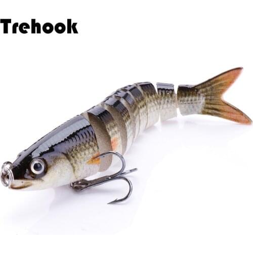 TREHOOK 8g 8.5cm Mini Crankbait Fishing Lure Pike Wobblers Sinking Artificial Bait Hard Mini 8 Segments Swimbait Jointed Lure