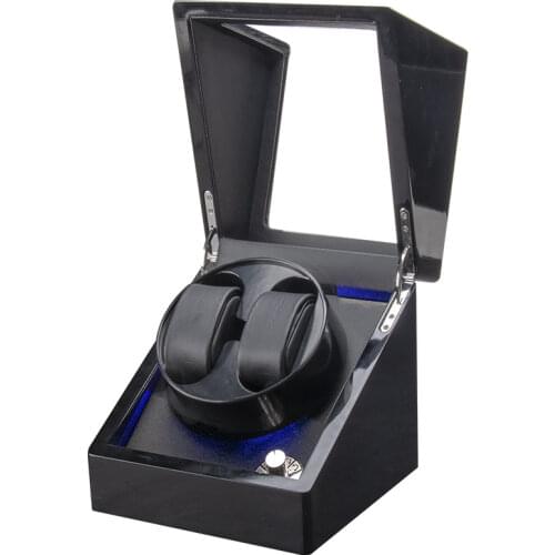 USB Power Supply LED Backlit Mechanical Watch Winding Box Motor Shaker Mini Dual Position Watch Winder Holder Storage Organizer