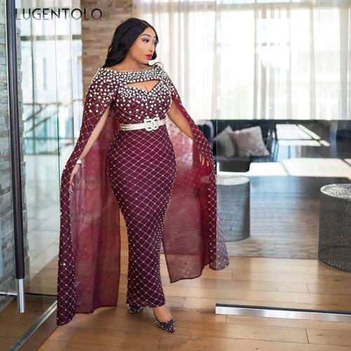 Party Dress Spring Sexy Sequin Dresses Gradient Slim Bead Diamond Mesh Dinner Ladies Maxi Dress Lugentolo