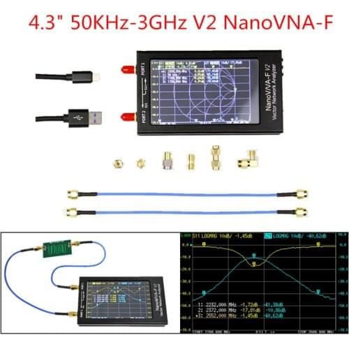 NanoVNA-F V2 50KHz-3GHz 4.3 Inch IPS LCD Display Vector Network Analyzer Antenna Analyzer Short Wave HF VHF UHF
