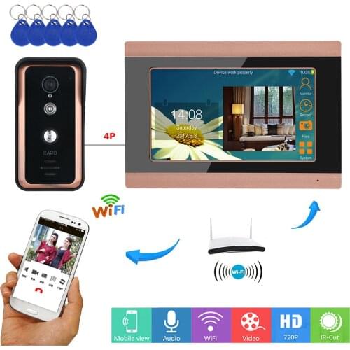 MOUNTAINONE 7 inch Wired / Wireless Wifi RFID Video Door Phone Doorbell Intercom System with AHD 720P Camera