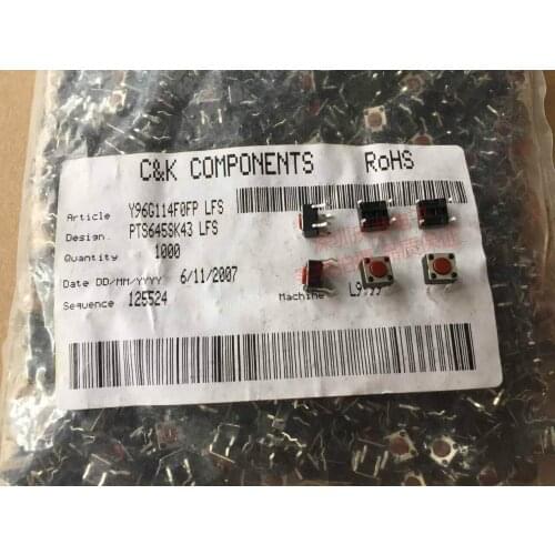 Original French C&K PTS645SK43LFS Tact Switch 6*6*4.3 Button Jog 4 pins