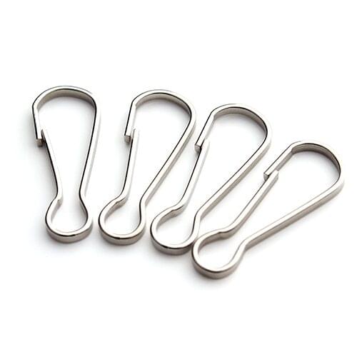 50pcs 10x28mm Silver Tone 316L Stainless Steel Open Hook Clasp Key Ring Split Ring Connector Findings for Jewelry Making