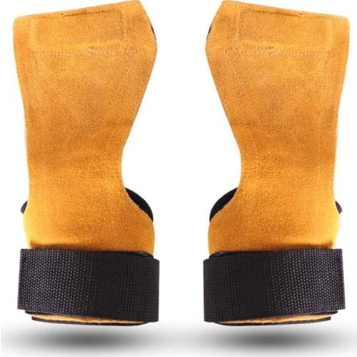 1 Pair Hand Grip Cowhide Crossfit Gym Fitness Guard Palm Protectors Guards Pad Wrist Strap Pull Up Cycling Weight Lifting Gloves