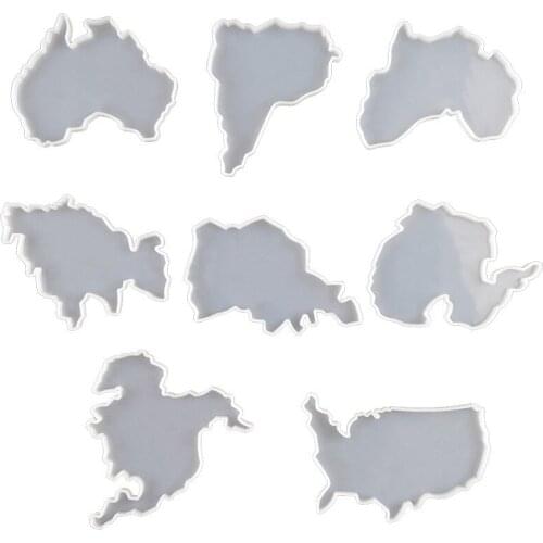 1Pc DIY Intercontinental Map Coaster Mold Crystal Resin Coaster Cup Holder Mold Seven Continents Coaster Mold Kitchen Mat Mold