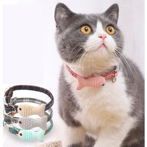 1PC Dog Collar Adjustable Pet Collar Fish Puppy Kitten Cotton Leash Necklace With Bells Bow Design Festival Party Cat Products