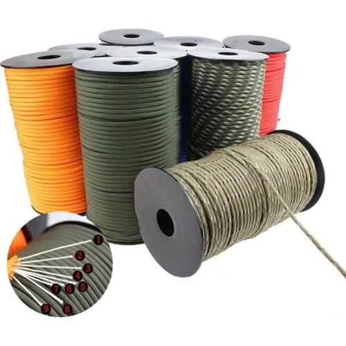 100M 550 Military Standard 9-Core Paracord Rope 4mm Outdoor Parachute Cord Camping Survival Umbrella Tent Lanyard Strap Bundle