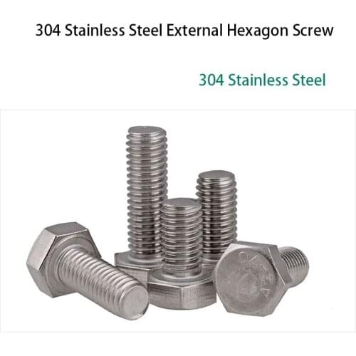 304 Stainless Steel Fine Teeth External Hexagon Screw/Bolt M6*0.75/ M8*1.0 Pitch Teeth 5PCS