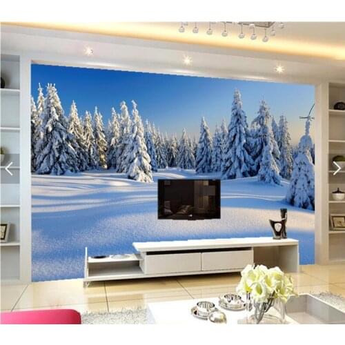 Custom 3D murals,Seasons Winter Fir Snow Nature papel de parede,hotel living room sofa TV wall bedroom stereoscopic wallpaper