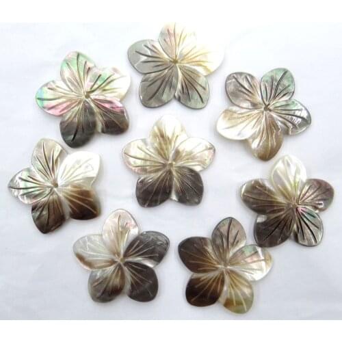 Natural Quartz crystal Abalone Shell carved petal Charms pendant for diy Jewelry making necklace Accessories 6PCS A15