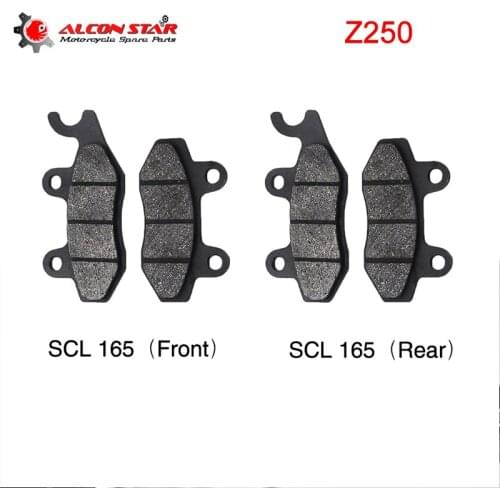 Alconstar- 4 Pieces For Kawasaki Z250 2013 2014 2015 2016 Semi-Metal Motorcycle Front Disc and Rear Disc Brake Pads Racing