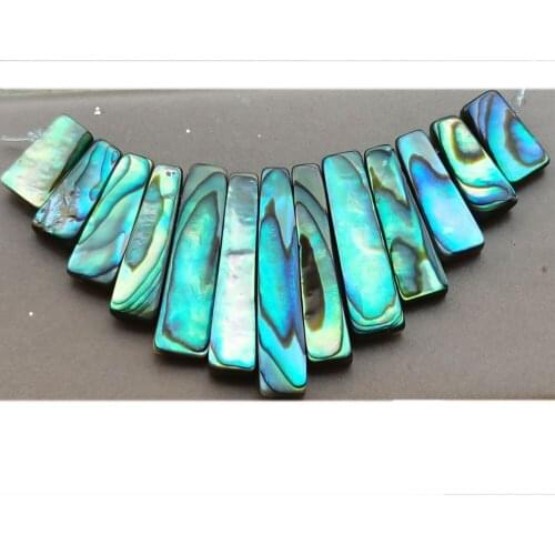 Free Shipping Women Fashion Jewelry New Zealand Abalone Shell Oblong Pendant Bead 13pcs 1Set C3170