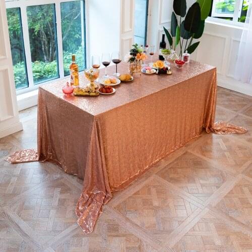 Champagne Sequin Tablecloth Shiny Round / Rectangular Tablecloth Wedding Party Birthday Party Decorative Dessert Tablecloth 290