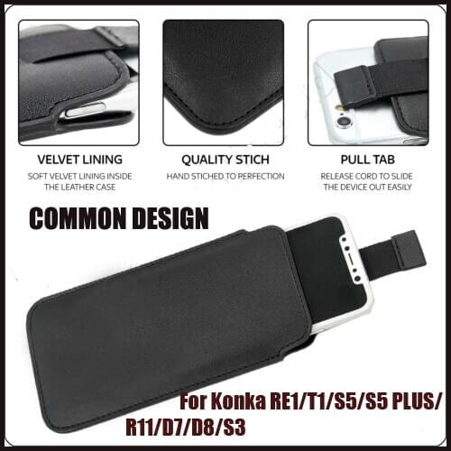Casteel PU Pull Tab Sleeve Pouch Leather Case For Konka RE1 T1 S5 R11 S5 PLUS D7 S3 D8 Case Cover