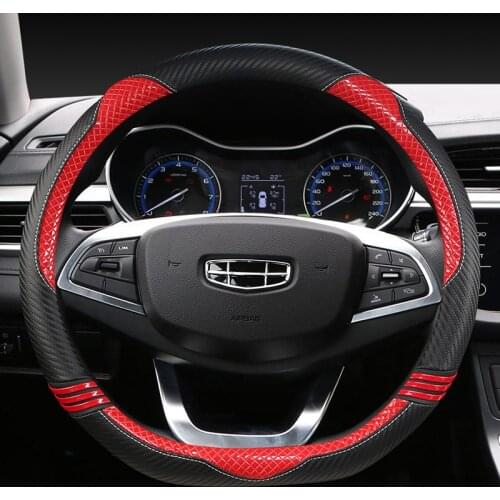 38CM D Shape Steering Wheel Cover Micro fiber Leather for Geely Atlas Emgrand EC7 Coolray VW Golf 7 Hyundai Santa fe 2014-2020