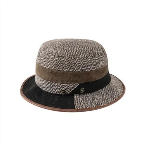Mens and womens top hats personality stitching contrast color street trend hat British retro fisherman cap