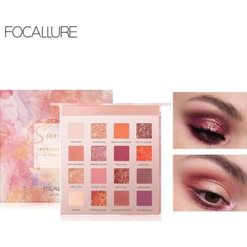 FOCALLURE Wholesale Desert Rose Eyeshadow Palette 16 Color Matte Glitter Eyeshadow Long lasting Eye Pigment Makeup