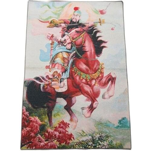 Tapestry painting Tangka stab show Guan Gong riding mighty God of wealth portrait