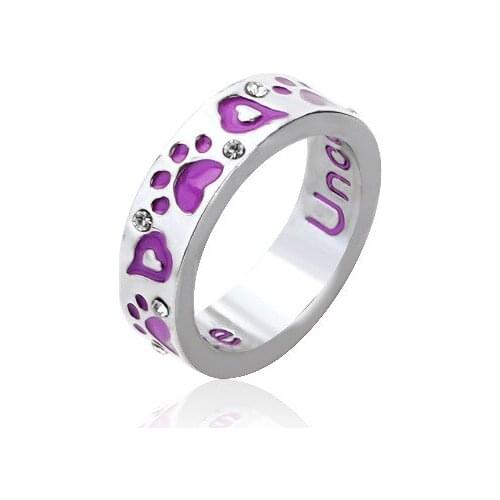 Hot Paw Claw Ring Unconditional love Fashion Letter Enamel Finger Ring With Rhinestone For Women&Men Size 6 7 8 9