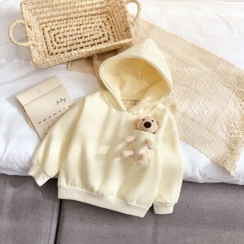 Thunderers Kids Girl Hooded Sweater 2020 Winter Fleece Top With Cute Bear 2-7 Years Baby Girl Fall Fashion Clothes among us