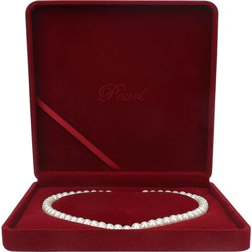 Exquisite Red Velvet Heart Shaped Pearl Necklace Box For Femal Ring Earring Pendent Display For Anniversary Wedding Lover Gifts