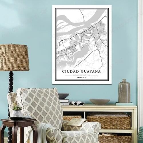 CIUDAD GUAYANA World Map Canvas Painting Wall Art Poster Bedroom Home Decoration Study