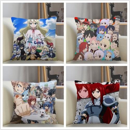 Musife Custom Fairy Tail Pillowcase Home Decoration 45*45cm Zipper Square Pillowcase Throw Pillow Cover Drop Shipping