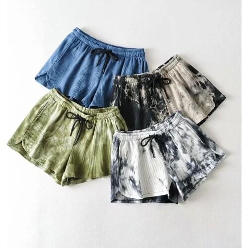 Summer Korean Street Style Women Tie Dye Sport Elastic Short Pants Hot Sale Beach Wear High Waist Shorts For Female