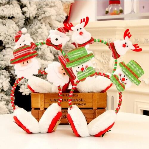Cute Merry Christmas Cartoon Santa Snowman Elk Bear Christmas Earmuffs Headband Headwear Winter Warm Xmas Party Decoration