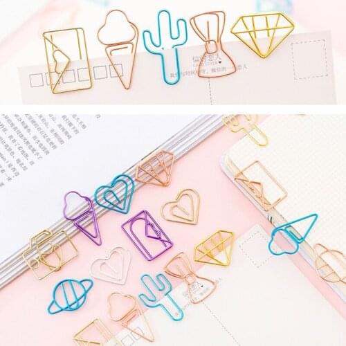 10pcs/pack Cute Cactus Star Ice Cream Mini Paper Clips Kawaii Stationery Metal