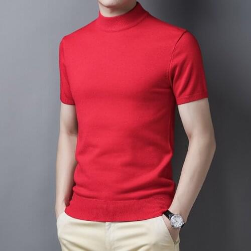 Man Wool Sweater Shirt Male Fashion Solid Color Knit Shirts Short Sleeve Jumper Slim Fit Sweaters Pullovers Free Shipping