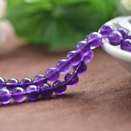 Joanlyn Full Strand Grade AAA Natural Uruguay Amethyst Beads 4mm-10mm NOT Dyed Smooth Polished Round 15 Inch Strand AT06