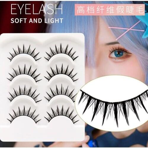NEW 4pairs Japanese Fairy False Eyelashes Cos Handmade False Eyelashes Little Devil Big Eyes Naturally Thick Eyelashes