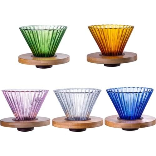 New Household V60 Glass Coffee Filter Reusable Coffee Filters Set Coffee Brewing Filter Cup Heat-Resistant Glass Barista Tools